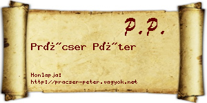 Prácser Péter névjegykártya